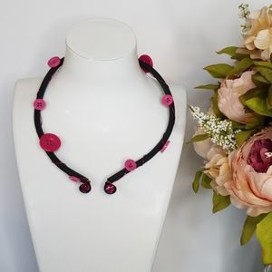 ✔Jeff Lieb Pink Button Necklace